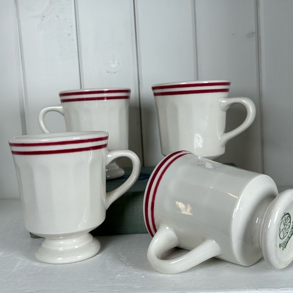 COPY - 4 Syracuse China Pedestal Mugs with Red Bands - Vintage Restaurant Ware … - Picture 4 of 10